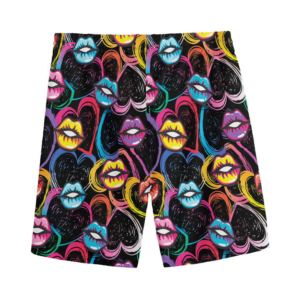 Funky Kiss Lips Pattern Print Men's Sports Shorts