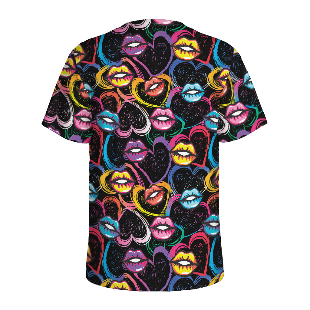 Funky Kiss Lips Pattern Print Men's Sports T-Shirt