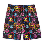 Funky Kiss Lips Pattern Print Men's Swim Trunks