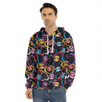 Funky Kiss Lips Pattern Print Men's Velvet Pullover Hoodie