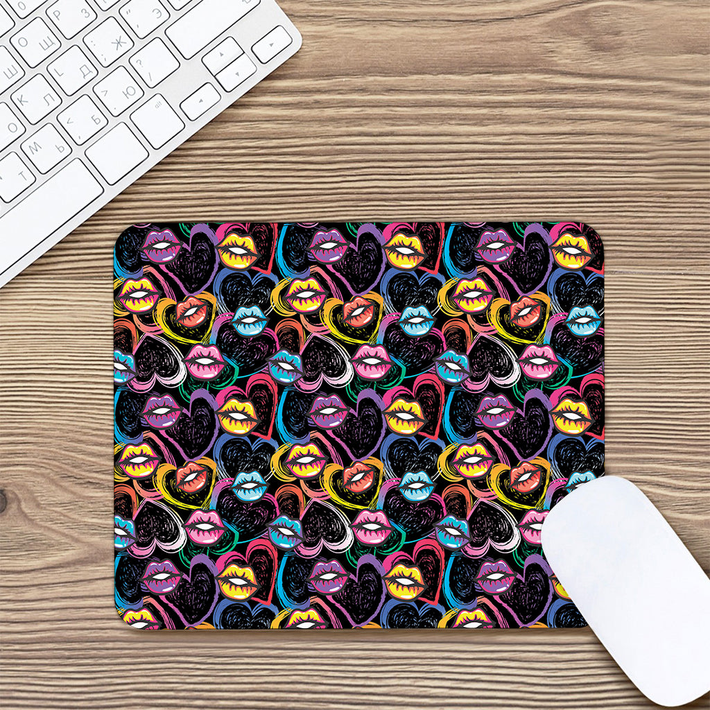 Funky Kiss Lips Pattern Print Mouse Pad