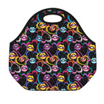 Funky Kiss Lips Pattern Print Neoprene Lunch Bag