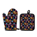 Funky Kiss Lips Pattern Print Oven Mitt And Pot Holder Set