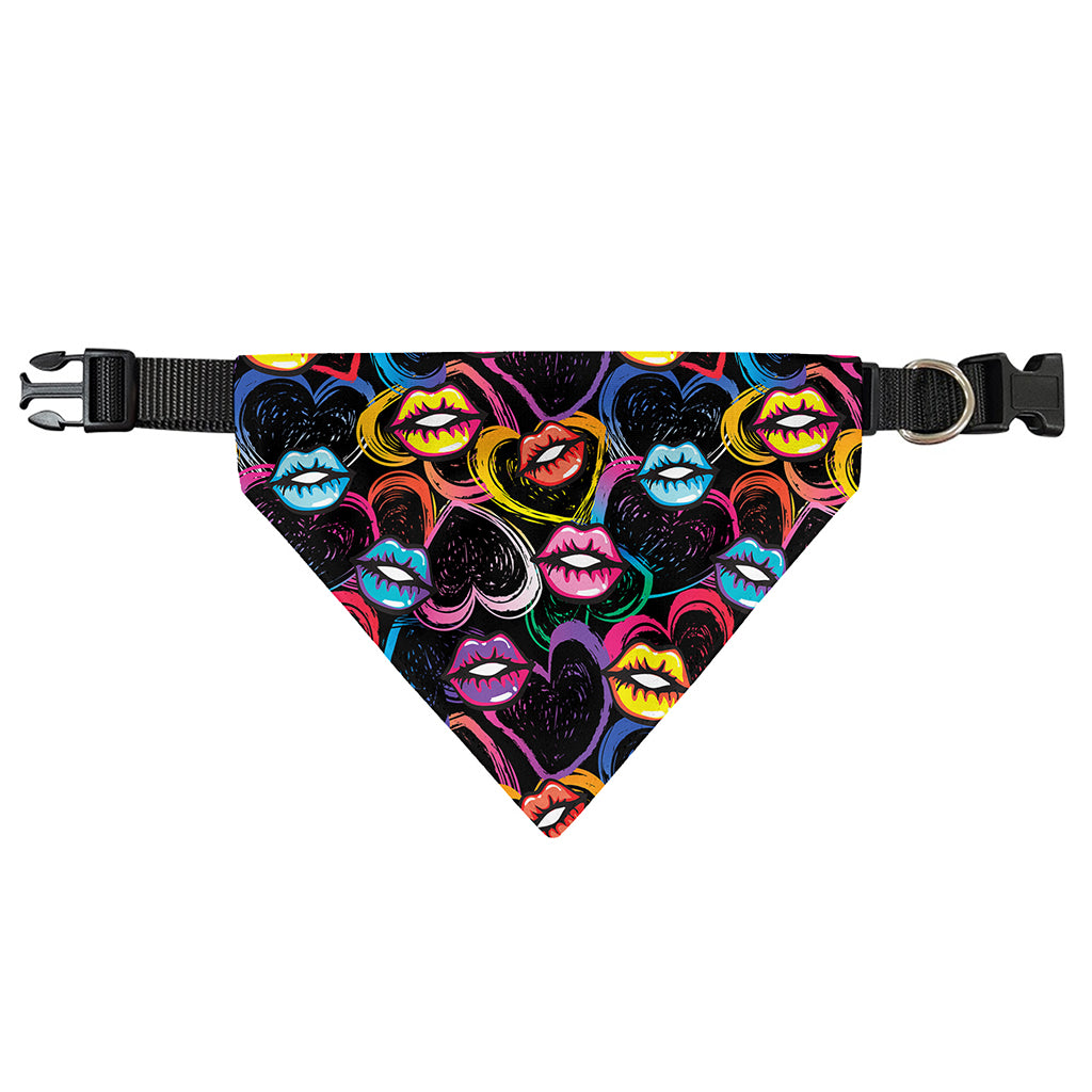 Funky Kiss Lips Pattern Print Over The Collar Dog Bandana