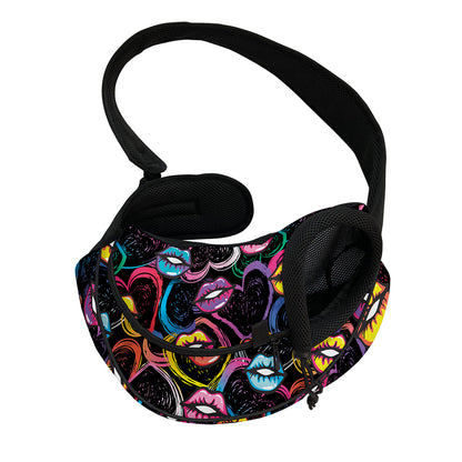Funky Kiss Lips Pattern Print Pet Sling Carrier