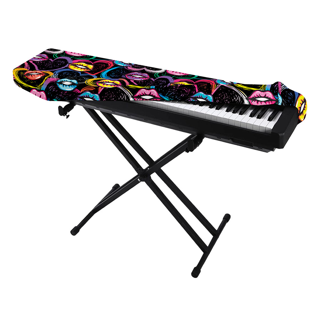 Funky Kiss Lips Pattern Print Piano Keyboard Cover