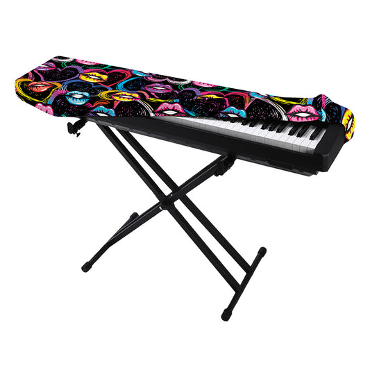 Funky Kiss Lips Pattern Print Piano Keyboard Cover