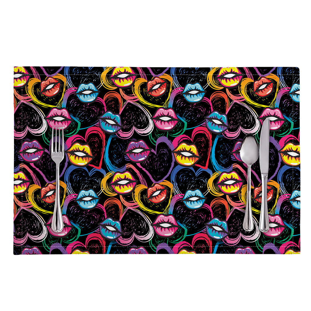 Funky Kiss Lips Pattern Print Placemat