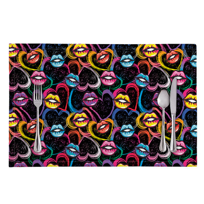 Funky Kiss Lips Pattern Print Placemat
