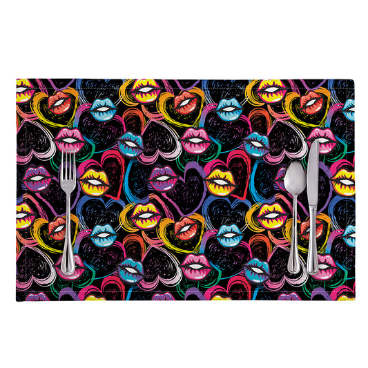 Funky Kiss Lips Pattern Print Placemat