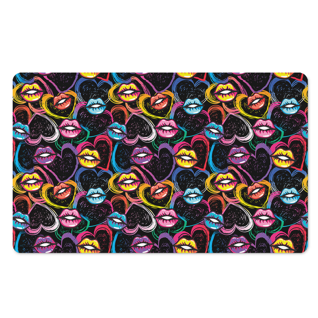 Funky Kiss Lips Pattern Print Polyester Doormat