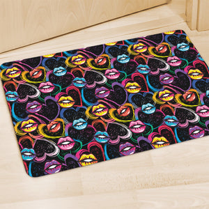 Funky Kiss Lips Pattern Print Polyester Doormat