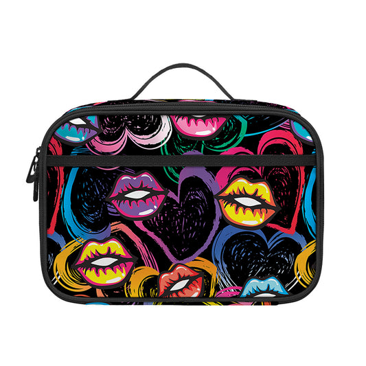 Funky Kiss Lips Pattern Print Portable Lunch Bag