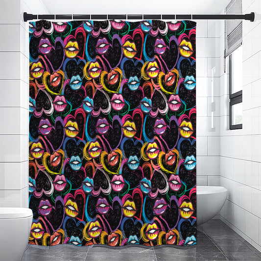 Funky Kiss Lips Pattern Print Premium Shower Curtain