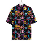 Funky Kiss Lips Pattern Print Rayon Hawaiian Shirt