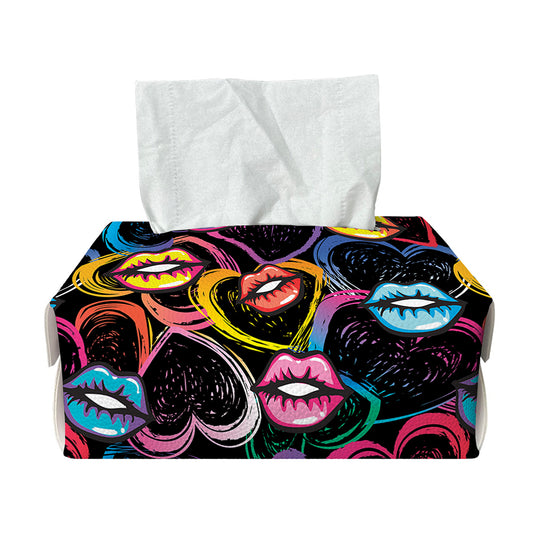 Funky Kiss Lips Pattern Print Rectangle Tissue Box Cover
