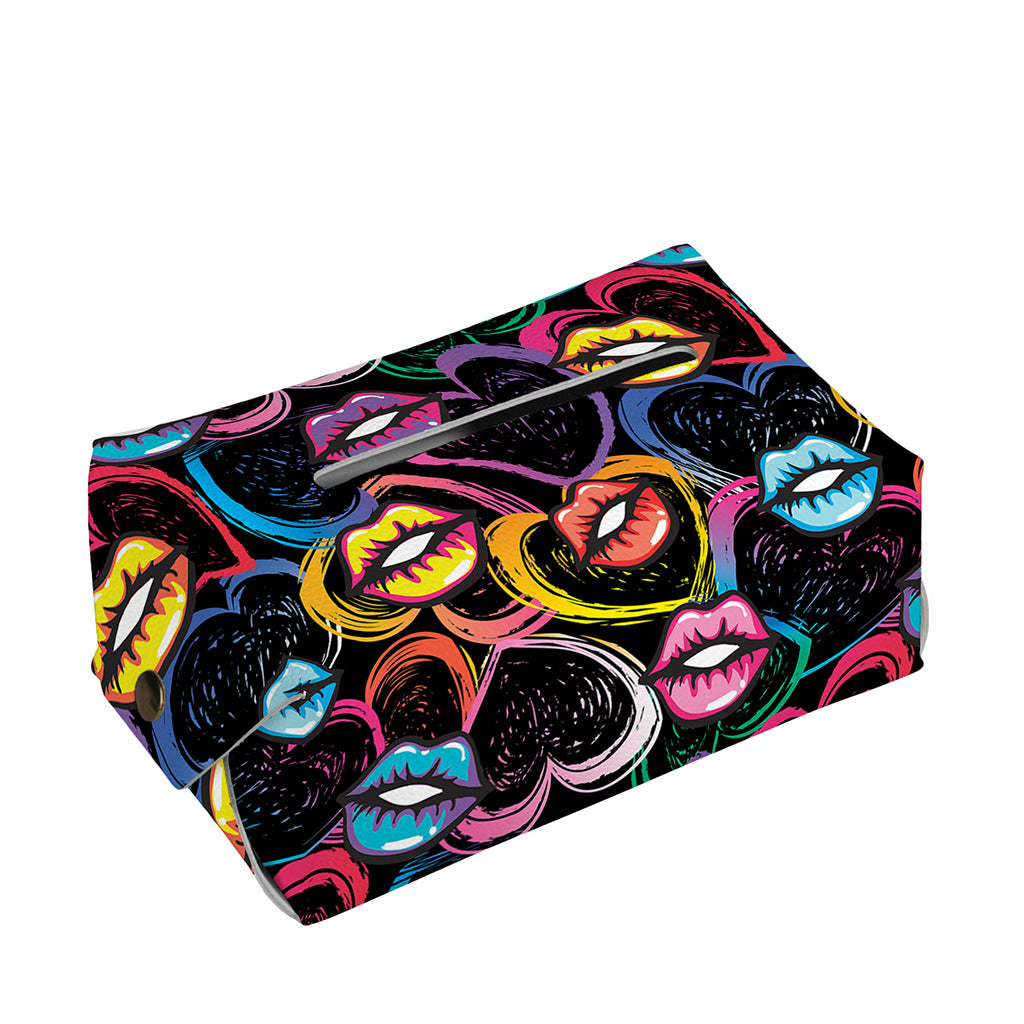 Funky Kiss Lips Pattern Print Rectangle Tissue Box Cover