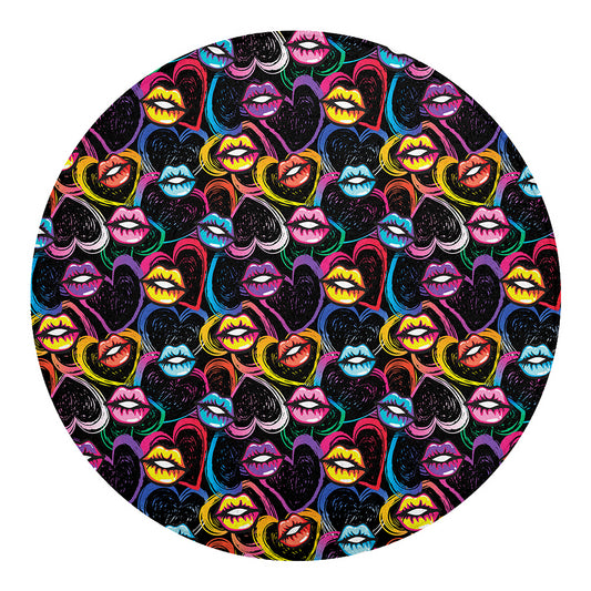 Funky Kiss Lips Pattern Print Round Blanket