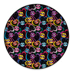 Funky Kiss Lips Pattern Print Round Floor Mat