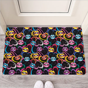 Funky Kiss Lips Pattern Print Rubber Doormat