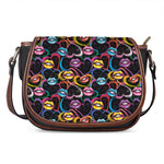 Funky Kiss Lips Pattern Print Saddle Bag