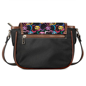 Funky Kiss Lips Pattern Print Saddle Bag