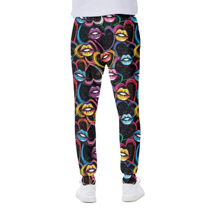 Funky Kiss Lips Pattern Print Scuba Joggers