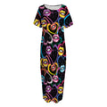 Funky Kiss Lips Pattern Print Short Sleeve Long Nightdress