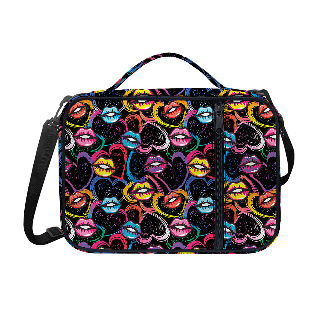 Funky Kiss Lips Pattern Print Shoulder Strap Bible Bag