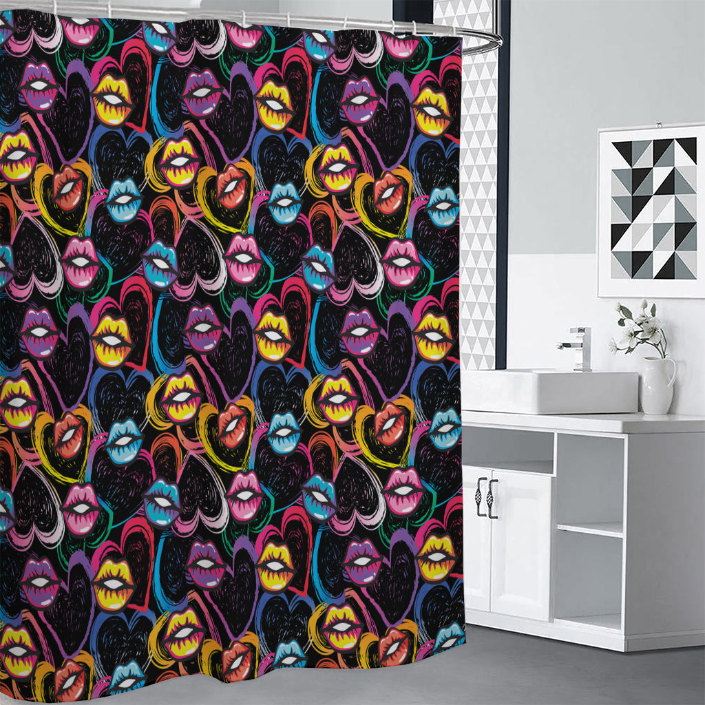 Funky Kiss Lips Pattern Print Shower Curtain