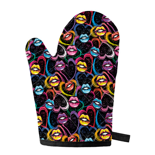 Funky Kiss Lips Pattern Print Single Oven Mitt