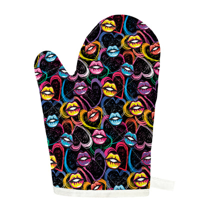 Funky Kiss Lips Pattern Print Single Oven Mitt