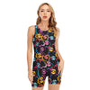 Funky Kiss Lips Pattern Print Sleeveless One Piece Swimsuit