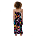 Funky Kiss Lips Pattern Print Slim Fit Midi Cami Dress