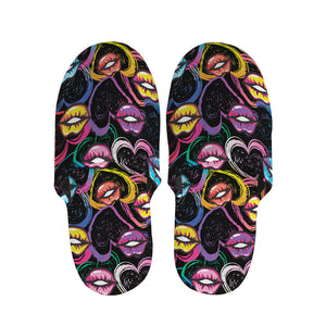 Funky Kiss Lips Pattern Print Slippers