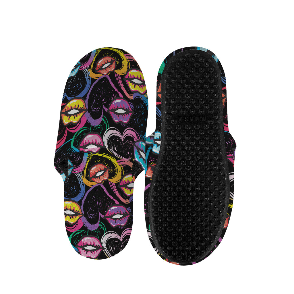 Funky Kiss Lips Pattern Print Slippers