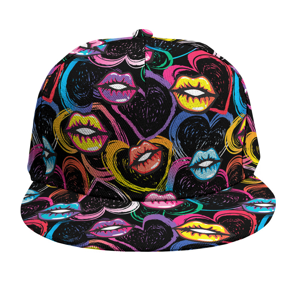 Funky Kiss Lips Pattern Print Snapback Cap