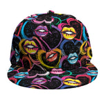 Funky Kiss Lips Pattern Print Snapback Cap
