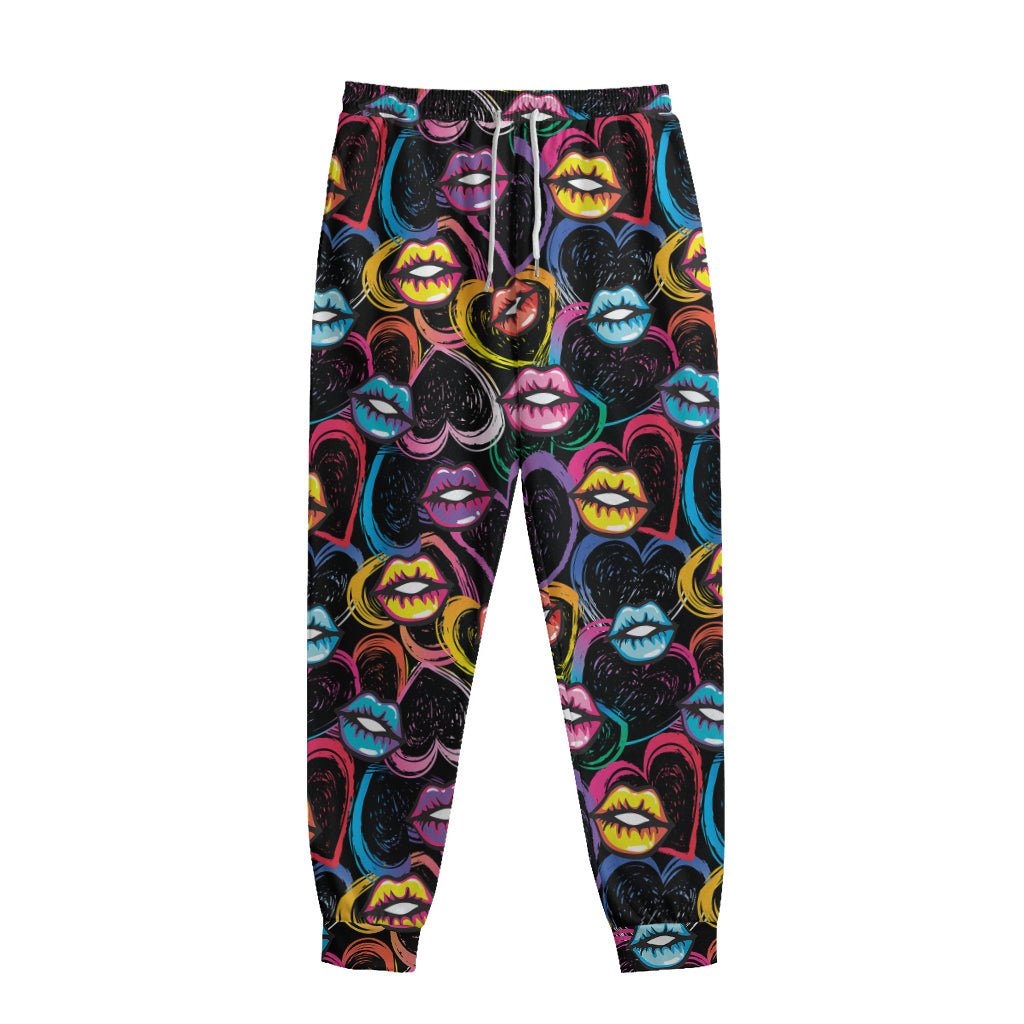 Funky Kiss Lips Pattern Print Sweatpants