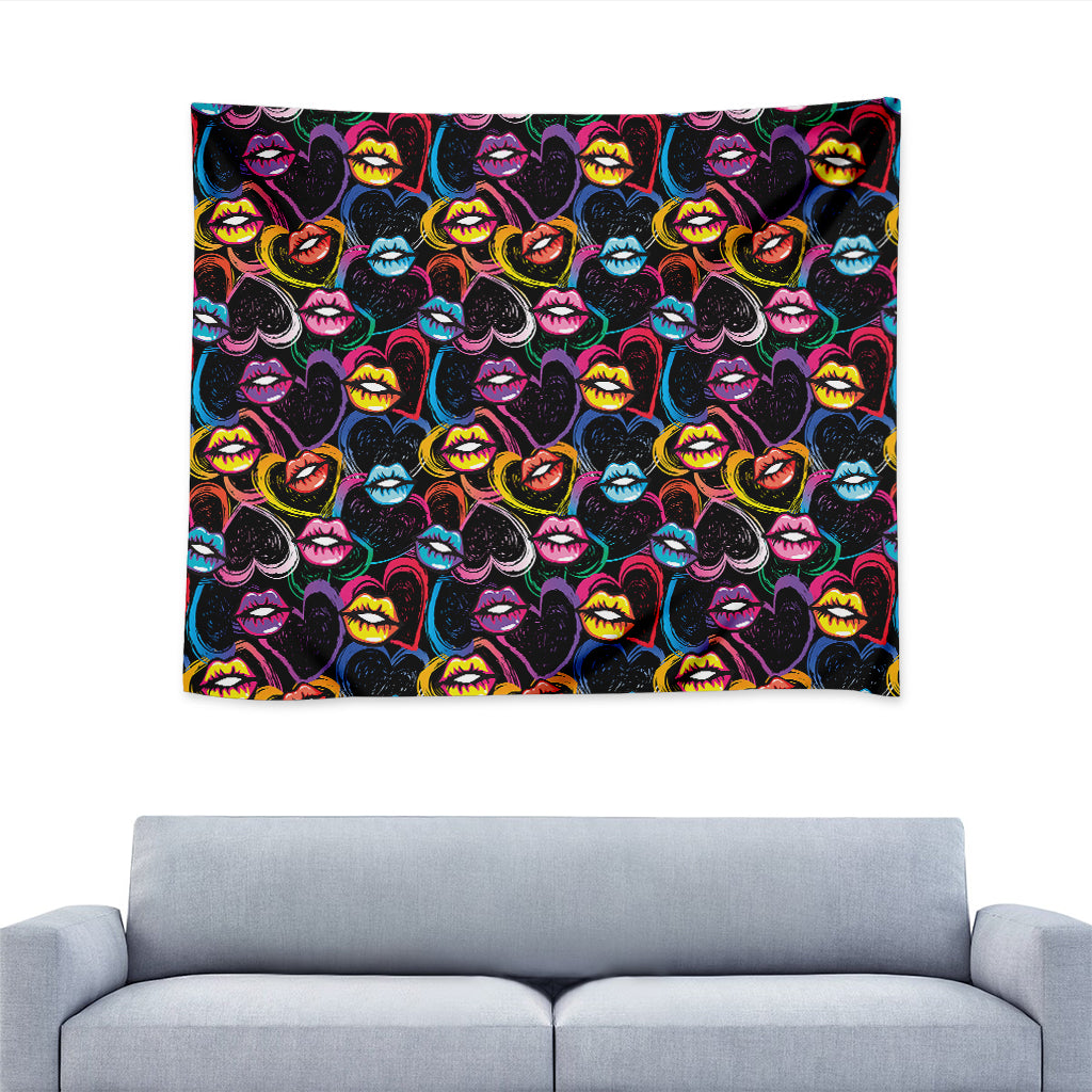 Funky Kiss Lips Pattern Print Tapestry