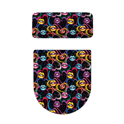 Funky Kiss Lips Pattern Print Toilet Lid And Tank Cover Set