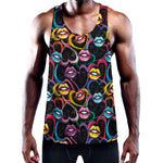 Funky Kiss Lips Pattern Print Training Tank Top