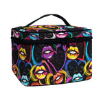 Funky Kiss Lips Pattern Print Travel Makeup Bag