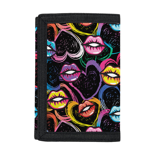 Funky Kiss Lips Pattern Print Trifold Wallet