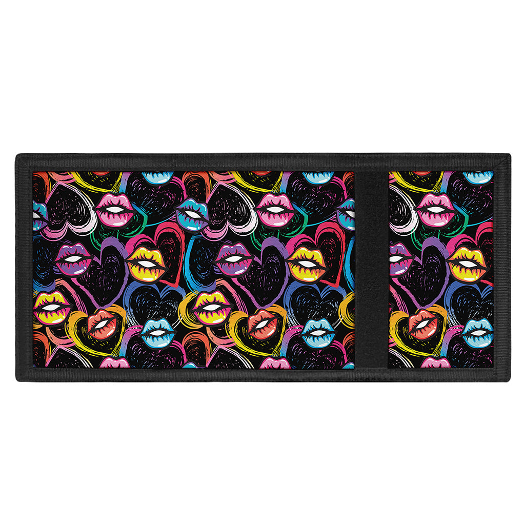Funky Kiss Lips Pattern Print Trifold Wallet