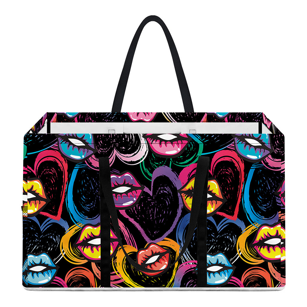 Funky Kiss Lips Pattern Print Utility Tote Bag