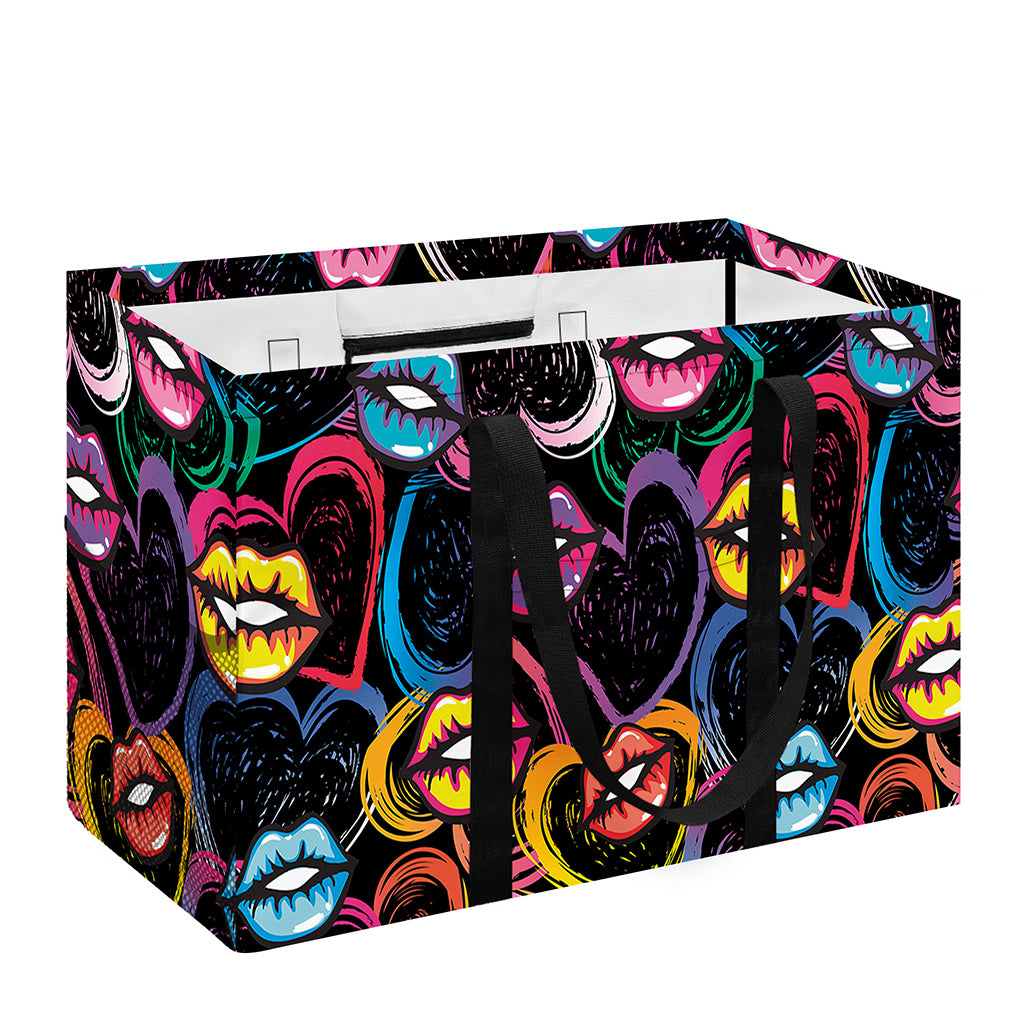 Funky Kiss Lips Pattern Print Utility Tote Bag