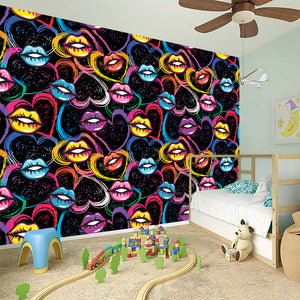 Funky Kiss Lips Pattern Print Wall Sticker