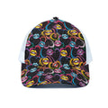 Funky Kiss Lips Pattern Print White Mesh Trucker Hat