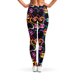 Funky Kiss Lips Pattern Print Women's Leggings